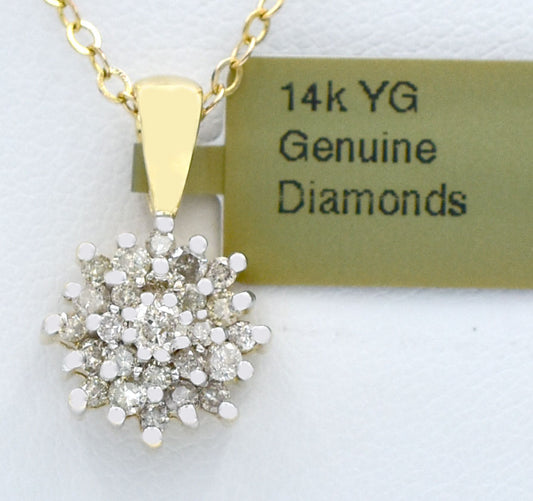 Genuine 0.46 Cts diamond pendant 14k Solid Yellow Gold image 0