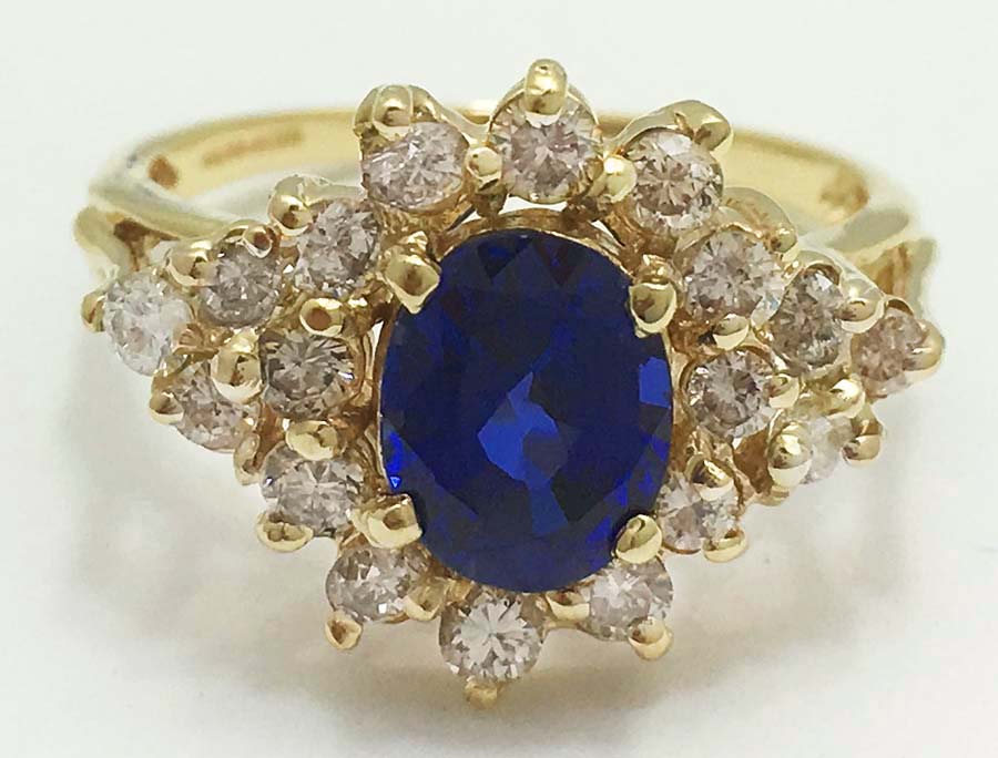 Created 1.74 Cts Sapp. & Genuine Diamonds 14k Ring image 0