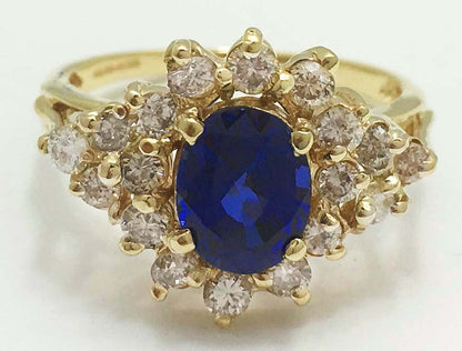 Created 1.74 Cts Sapp. & Genuine Diamonds 14k Ring image 0
