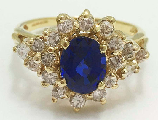 Created 1.74 Cts Sapp. & Genuine Diamonds 14k Ring image 0