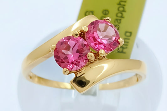 GENUINE 1.74 Ct PINK SAPPHIRE RING 10K YELLOW GOLD image 0