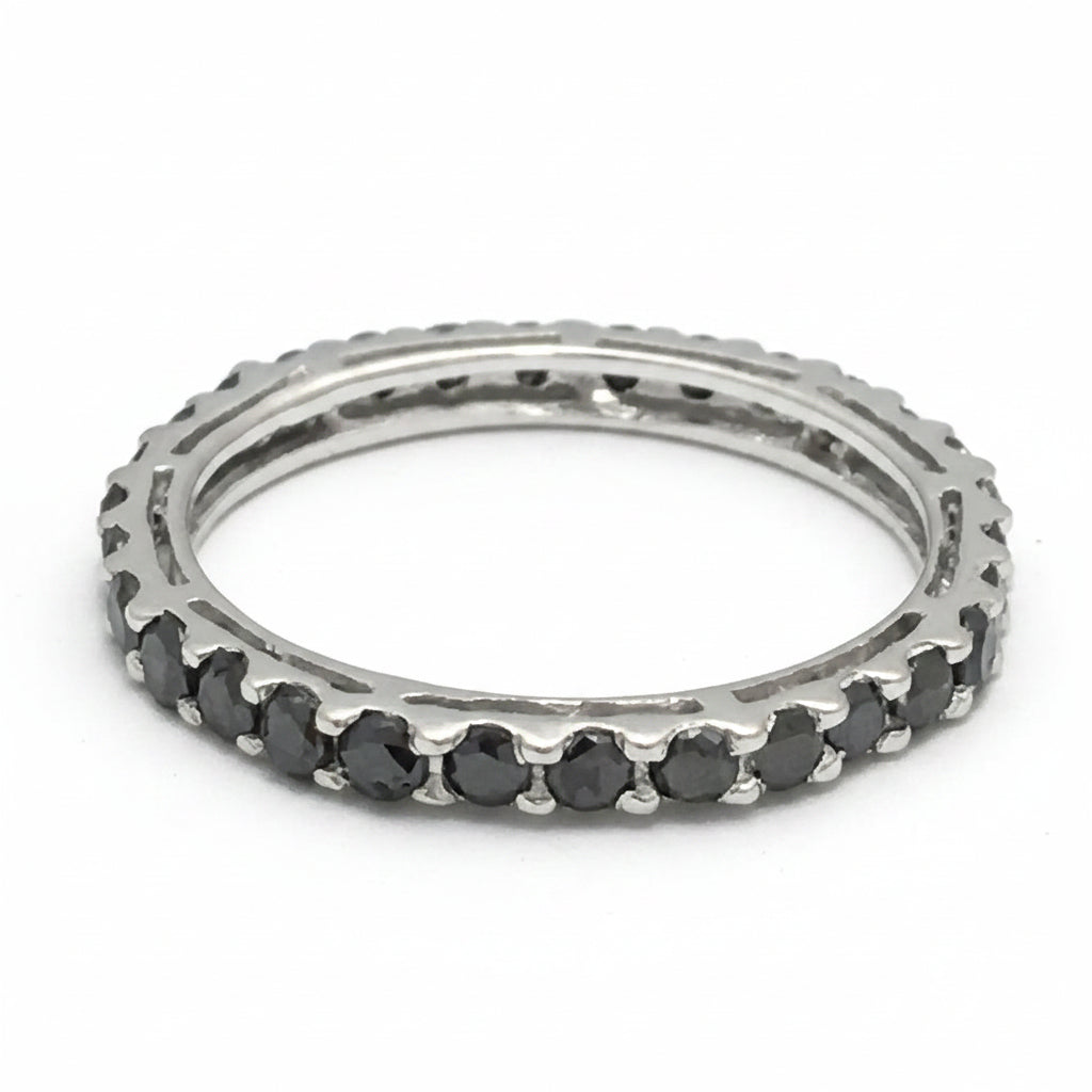 Genuine 1 carat BLACK DIAMONDS 10k White Gold Ring image 1
