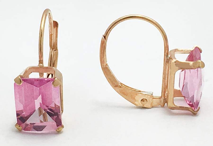 NATURAL 3.37 Cts PINK SAPPHIRE Earrings 14k Gold Lever Backs image 1