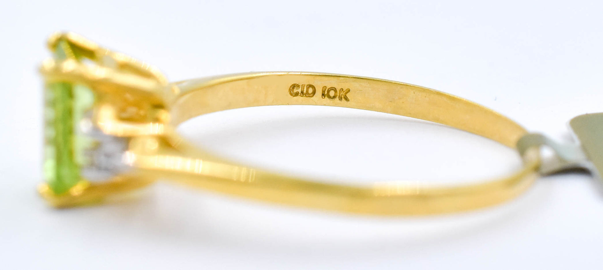 Genuine 1.20 Ct Peridot & Diamonds 10k Solid Yellow Gold Ring image 3