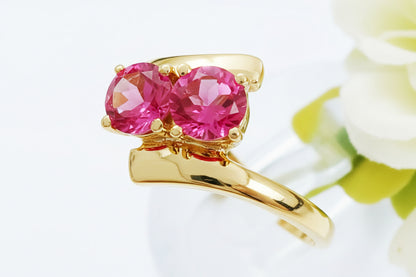 GENUINE 1.74 Ct PINK SAPPHIRE RING 10K YELLOW GOLD image 2
