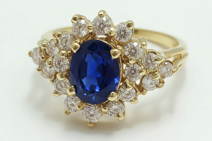 Created 1.74 Cts Sapphire & Gen. Diamonds 14k Ring image 0