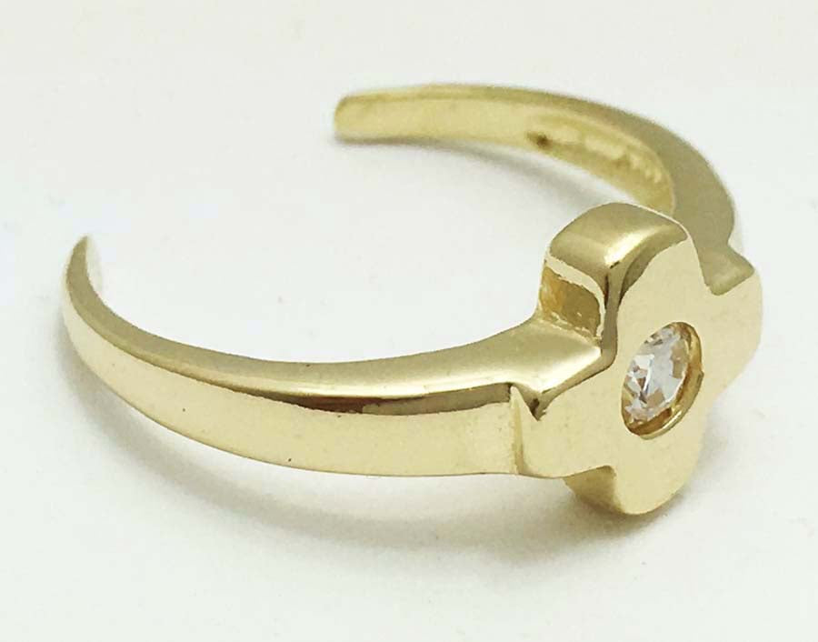 WHITE SAPPHIRE 14k Solid Gold Adjustable TOE Ring image 1
