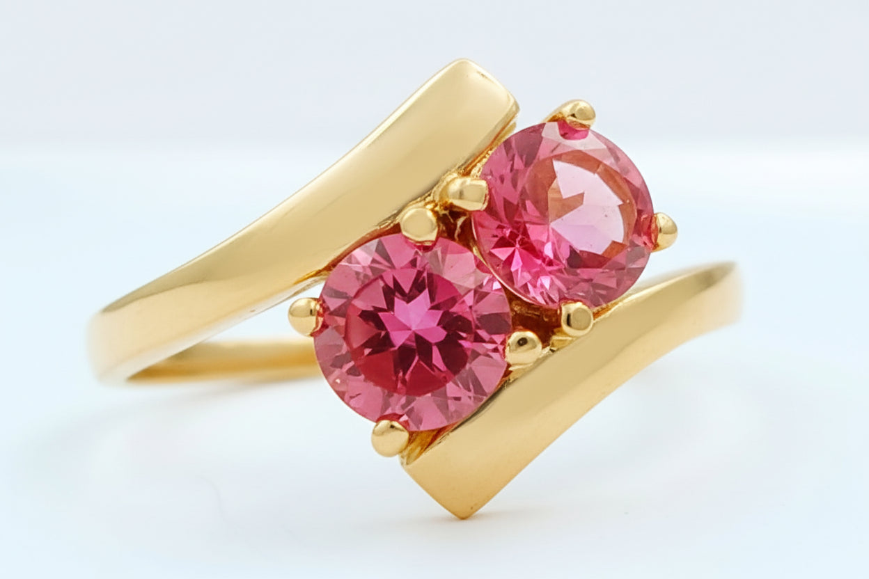 GENUINE 1.74 Ct PINK SAPPHIRE RING 10K YELLOW GOLD image 5
