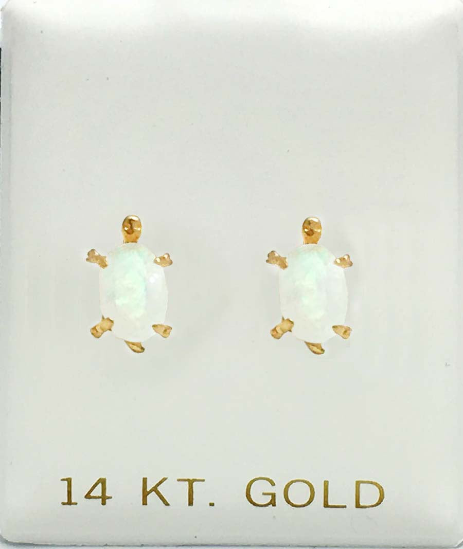NATURAL OPALS TURTLE 14k Yellow Gold Earrings image 3
