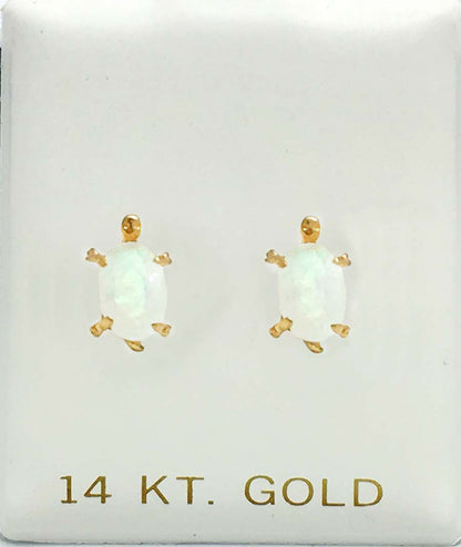 NATURAL OPALS TURTLE 14k Yellow Gold Earrings image 3