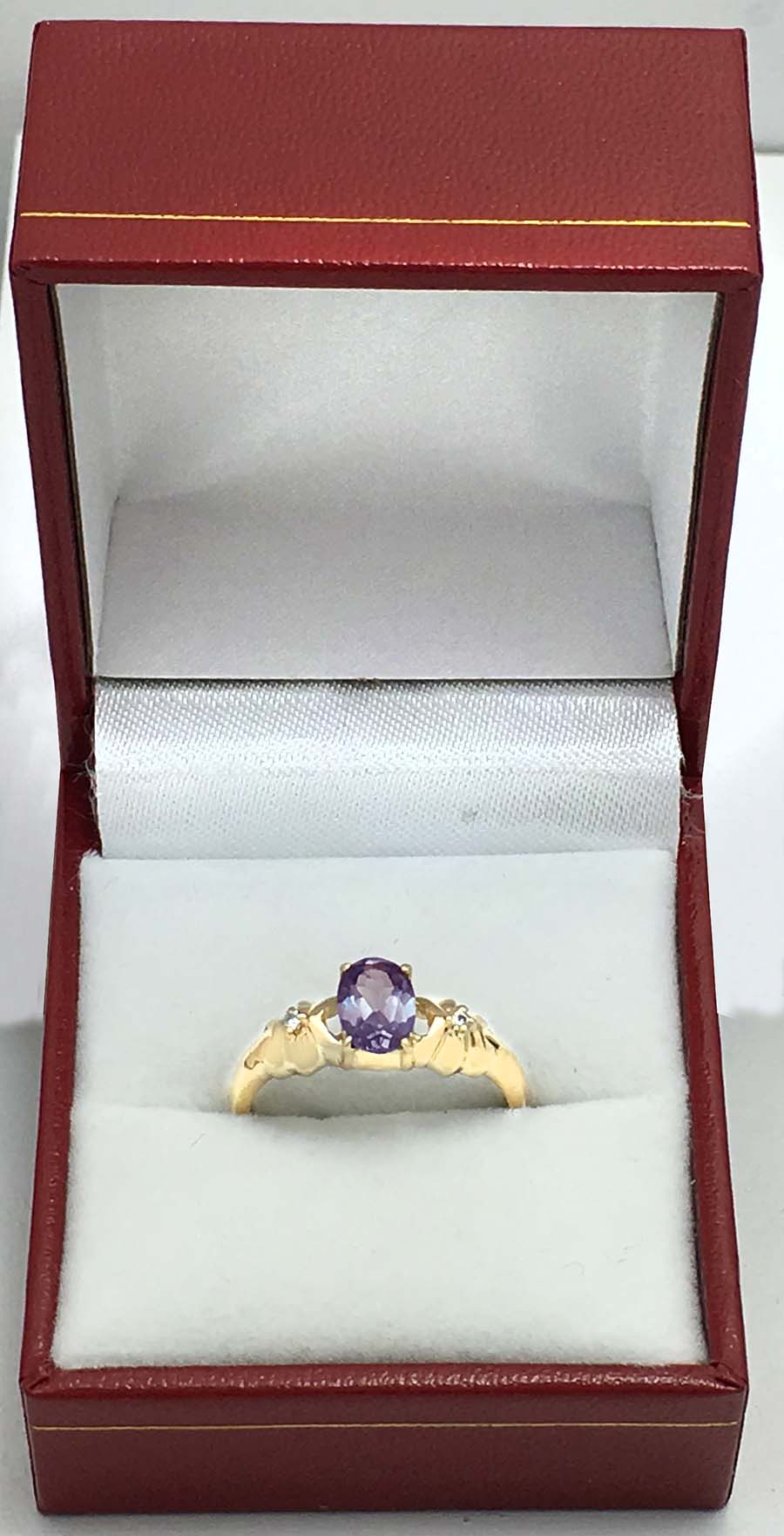 1.24 Carats Changing Color ALEXANDRITE & DIAMONDS 14k Gold Ring image 3