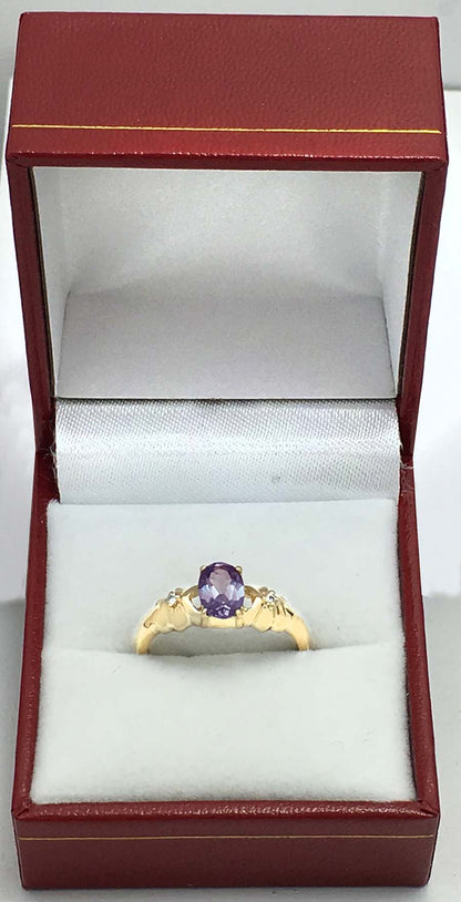 1.24 Carats Changing Color ALEXANDRITE & DIAMONDS 14k Gold Ring image 3