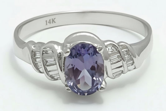 Lab Created 0.76 Cts Alexandrite 10k White Gold Ring image 0