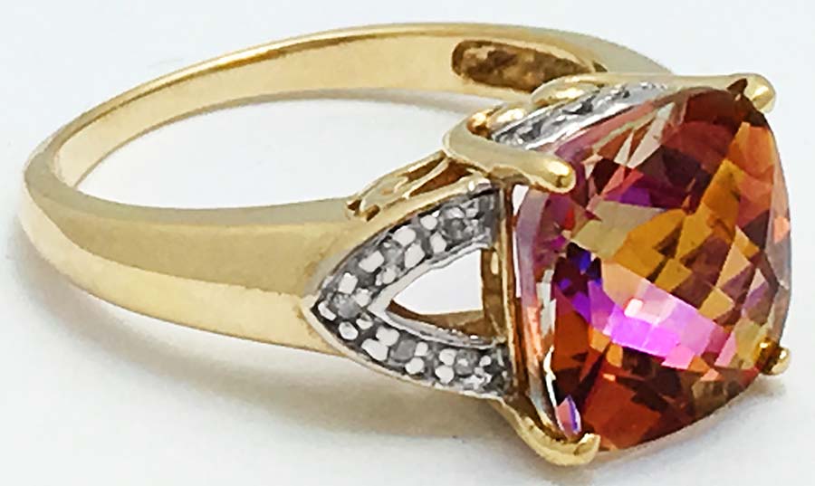 GENUINE 5.58 cts MULTI-COLOR TOPAZ & DIAMOND 10k Gold RING image 2