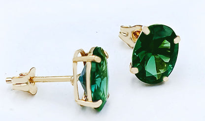 GENUINE 3.34 Cts TSAVORITE STUD EARRINGS 14K YELLOW GOLD image 2
