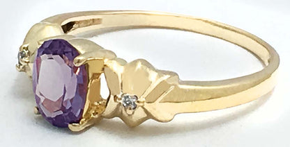1.24 Carats Changing Color ALEXANDRITE & DIAMONDS 14k Gold Ring image 1
