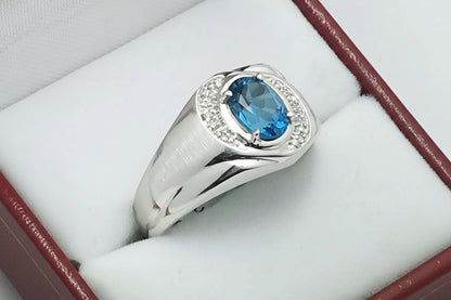 Genuine 1.21 Blue Zircon 10k White Gold Ring image 4
