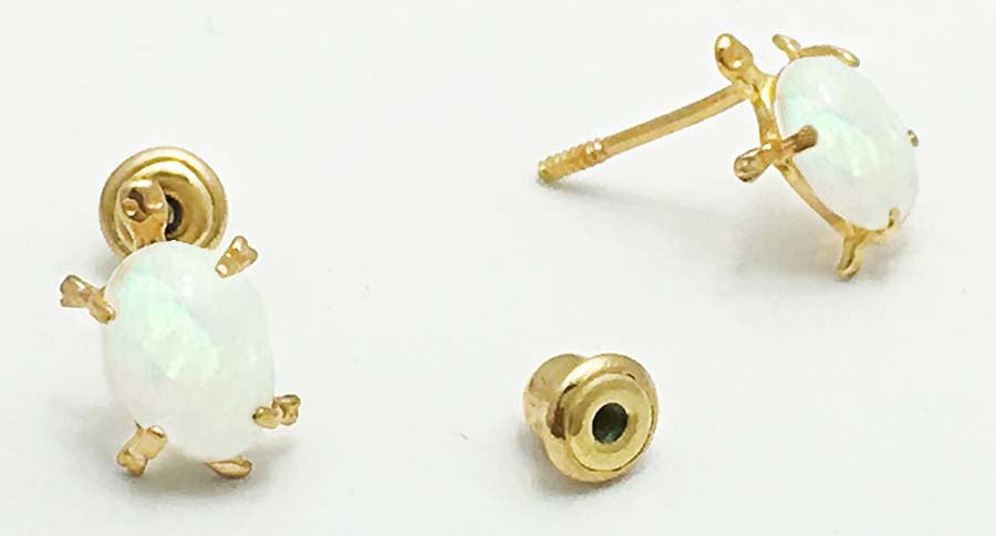 NATURAL OPALS TURTLE 14k Yellow Gold Earrings image 2