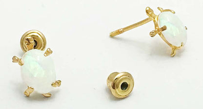 NATURAL OPALS TURTLE 14k Yellow Gold Earrings image 2