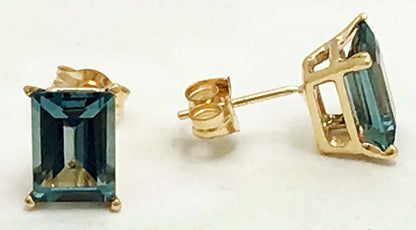 Natural 1.42 carats BLUE ZIRCON 14k Yellow Gold Earrings image 0
