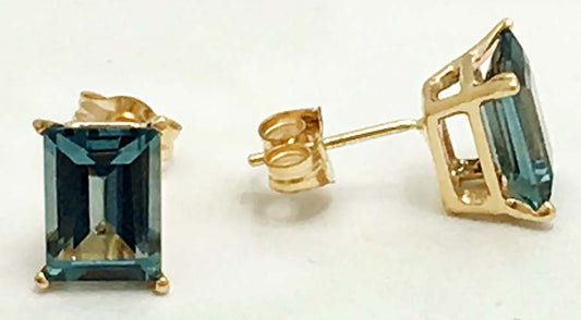 Natural 1.42 carats BLUE ZIRCON 14k Yellow Gold Earrings image 0