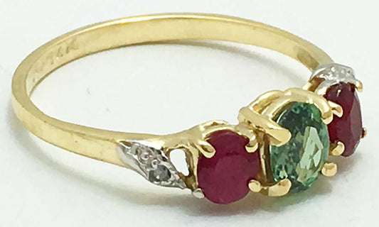 Natural 0.46 Cts ALEXANDRITE & RUBIES 14k Ring image 1