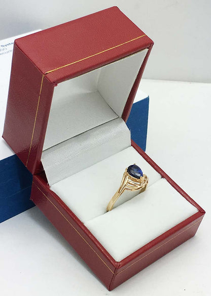 GENUINE 1.02 cts BLUE SAPPHIRE & DIAMONDS 10k Yellow Gold Ring image 4