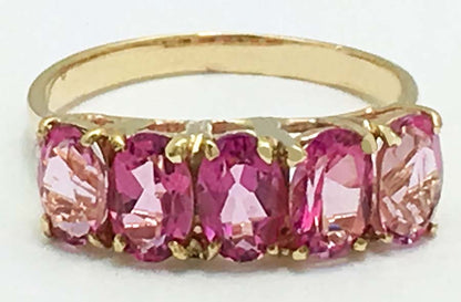 NATURAL 2.43 carats PINK SAPPHIRES 10k Y/G Ring image 0