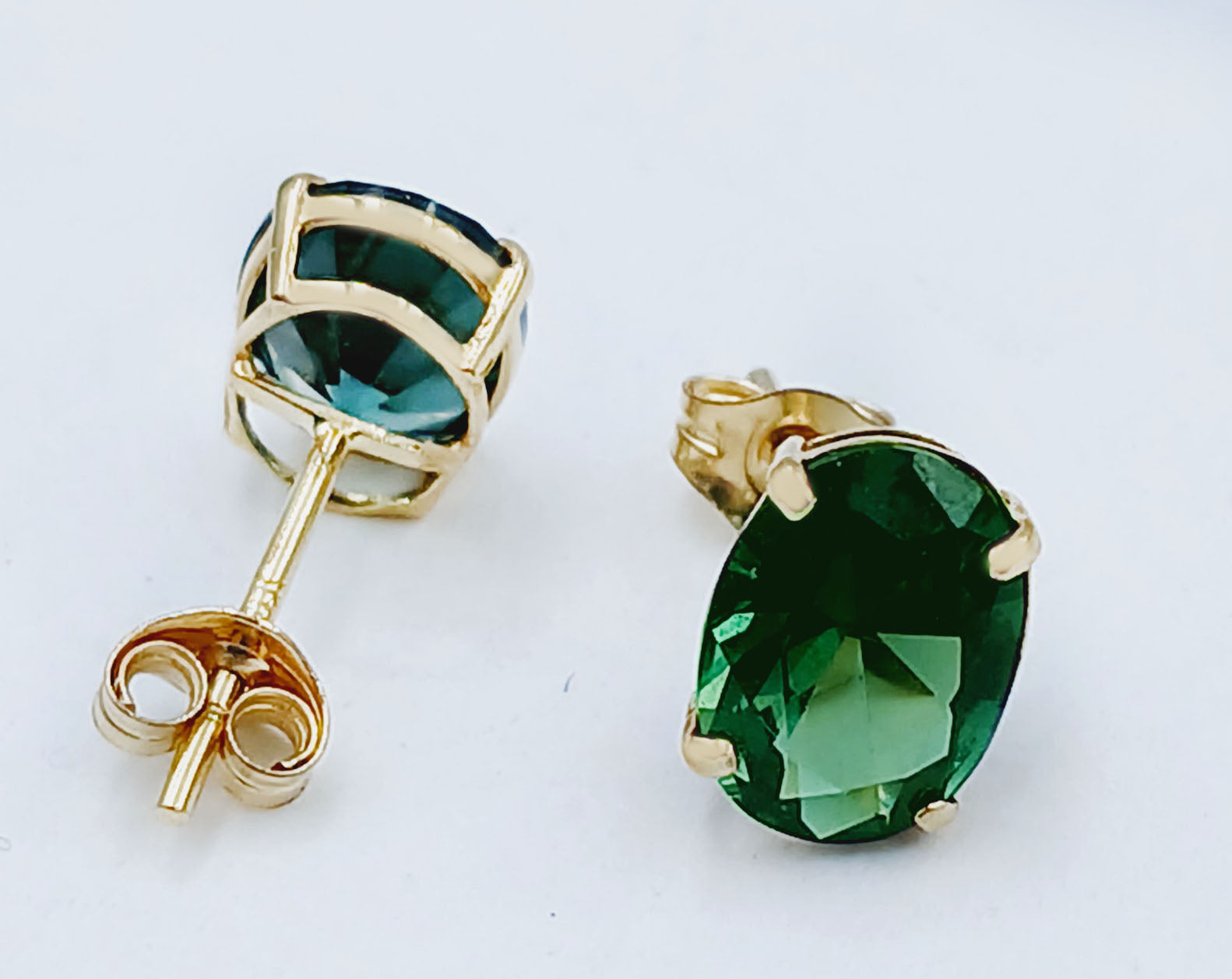 GENUINE 3.34 Cts TSAVORITE STUD EARRINGS 14K YELLOW GOLD image 3