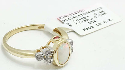 NATURAL OPAL, PINK SAPPHIRE & DIAMONDS 10k Gold Ring image 2