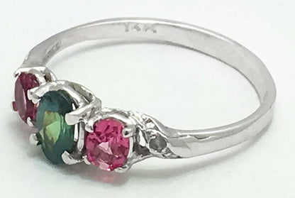 Genuine 0.44 Alexandrite & Pink Topaz 14k WG Ring image 2