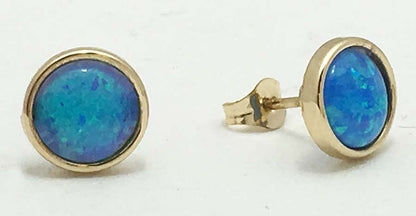 NATURAL BLUE OPAL 14k Yellow Gold Earrings image 0