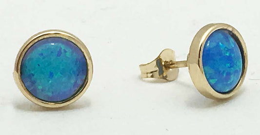 NATURAL BLUE OPAL 14k Yellow Gold Earrings image 0