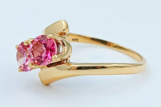 GENUINE 1.74 Ct PINK SAPPHIRE RING 10K YELLOW GOLD image 1