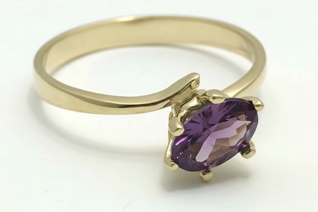0.90 Carats ALEXANDRITE 14k Yellow Gold Ring image 2