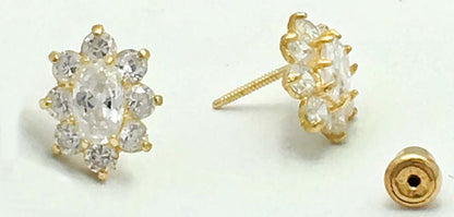 1.38 cts WHITE SAPPHIRE FLOWER STUD 14k Earrings image 2