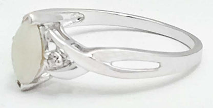 NATURAL AUSTRALIAN OPAL & DIAMONDS 10k Gold Ring image 1