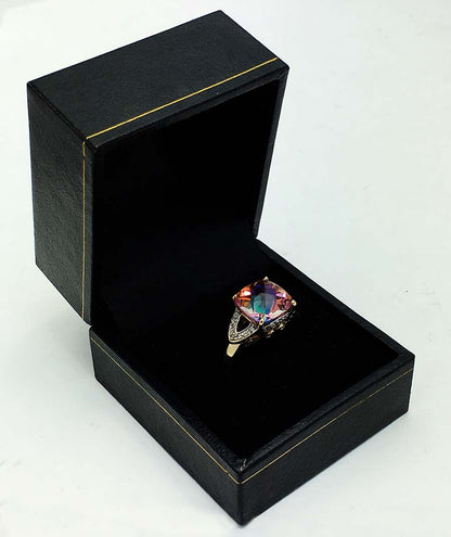 GENUINE 5.58 cts MULTI-COLOR TOPAZ & DIAMOND 10k Gold RING image 3