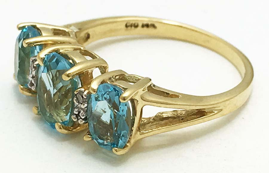 Natural 1.85 cts BLUE TOPAZ & DIAMONDS 14k RING image 2