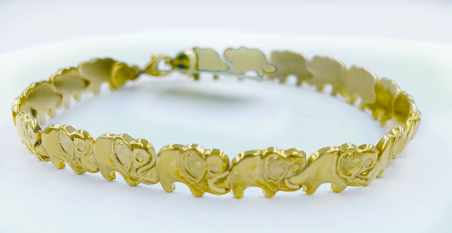 Elephants bracelet 10k Solid yellow gold image 0