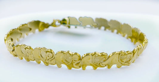 Elephants bracelet 10k Solid yellow gold image 0