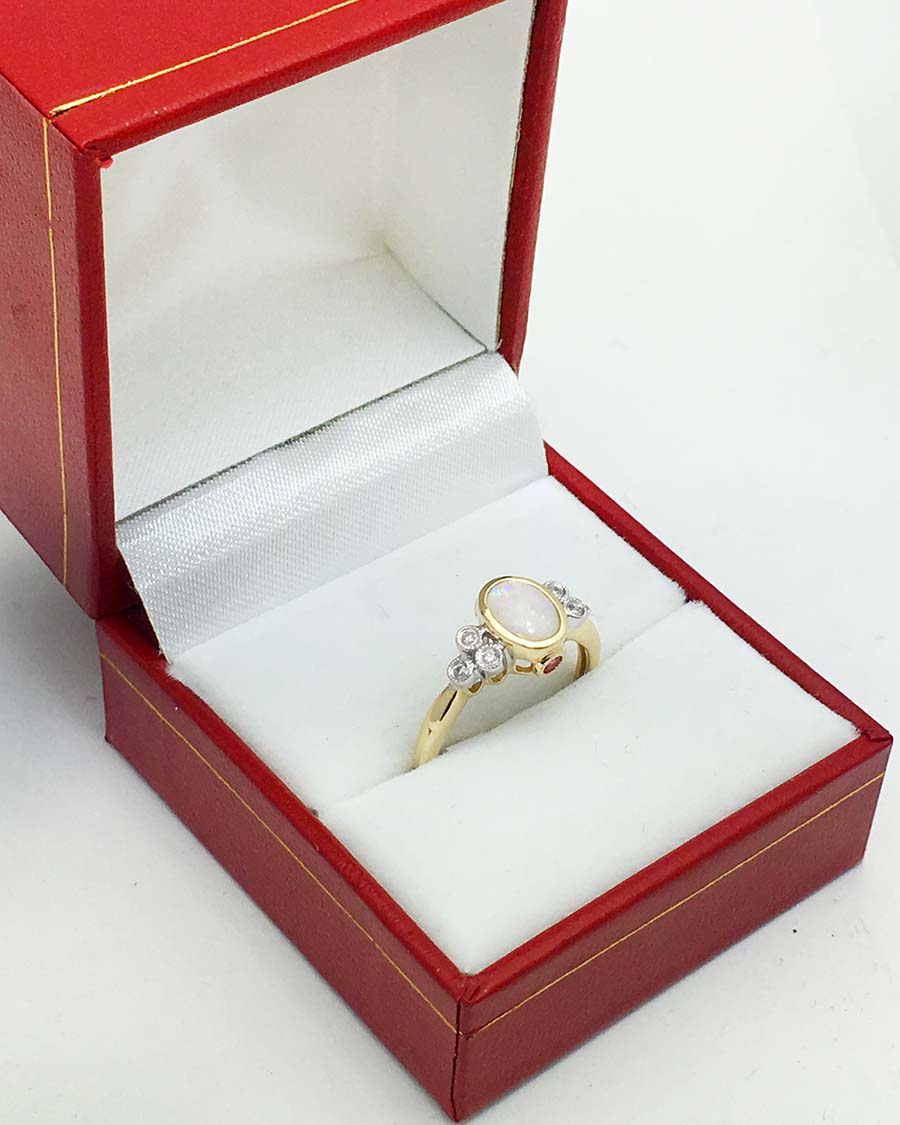 NATURAL OPAL, PINK SAPPHIRE & DIAMONDS 10k Gold Ring image 3