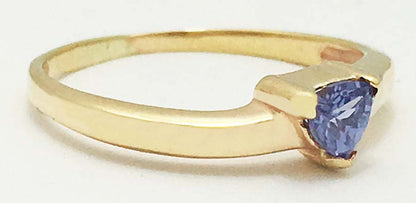 TRILLION TANZANITE & DIAMONDS 14k Yellow Gold Ring image 1