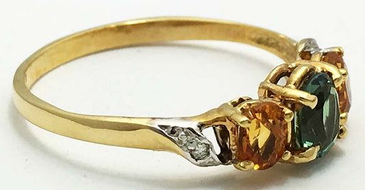 Natural Alexandrite & Yellow Topaz Ring 10k Gold image 1