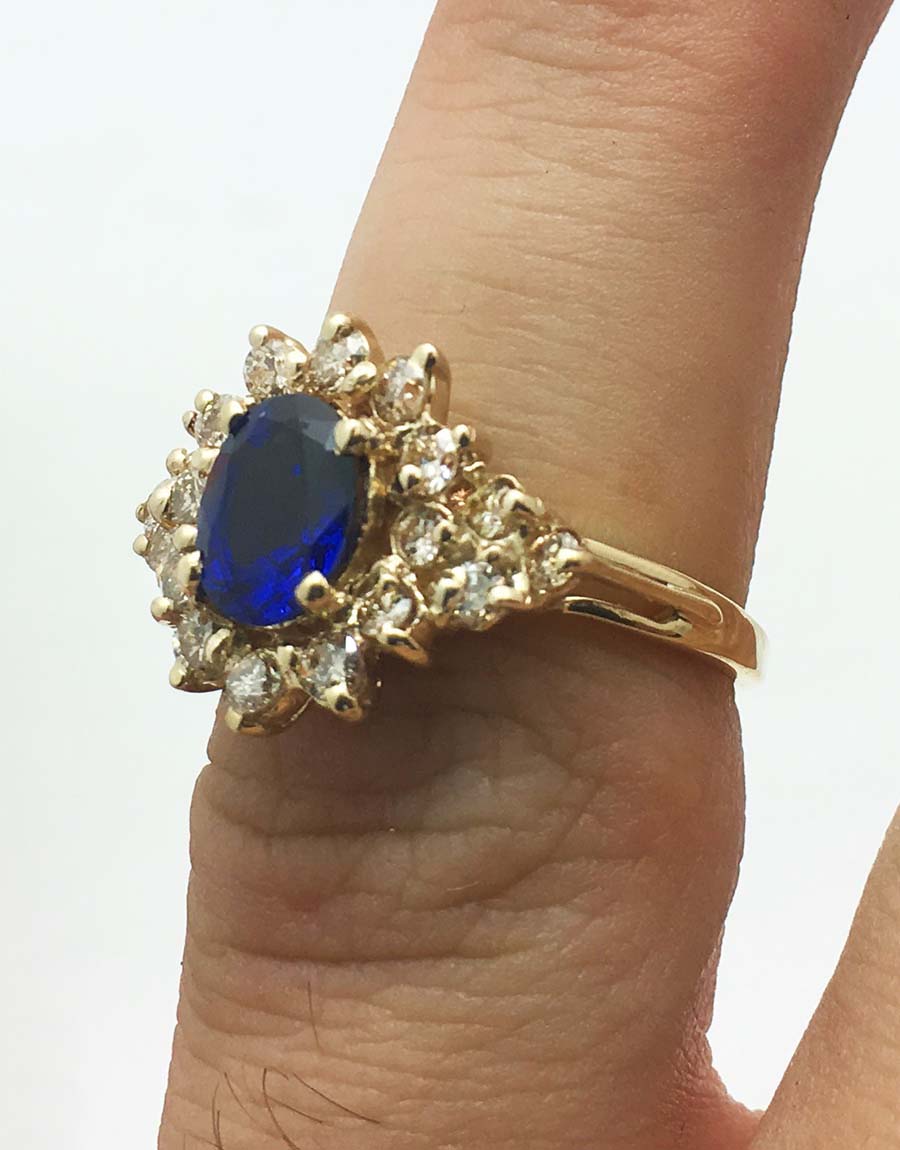 Created 1.74 Cts Sapp. & Genuine Diamonds 14k Ring image 3