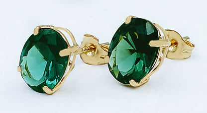 GENUINE 3.34 Cts TSAVORITE STUD EARRINGS 14K YELLOW GOLD image 0