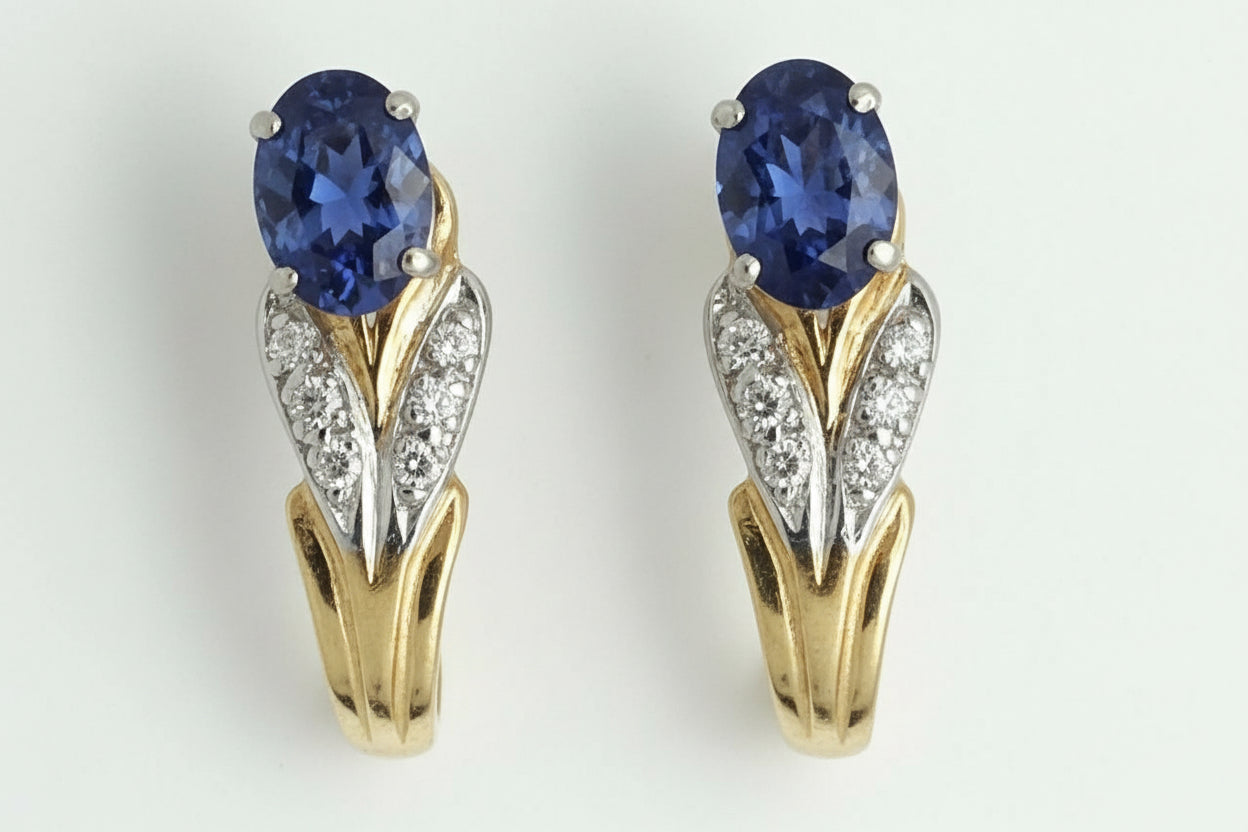 Created 1.50 Cts Tanzanite 14K YG Jacket Earrings image 2